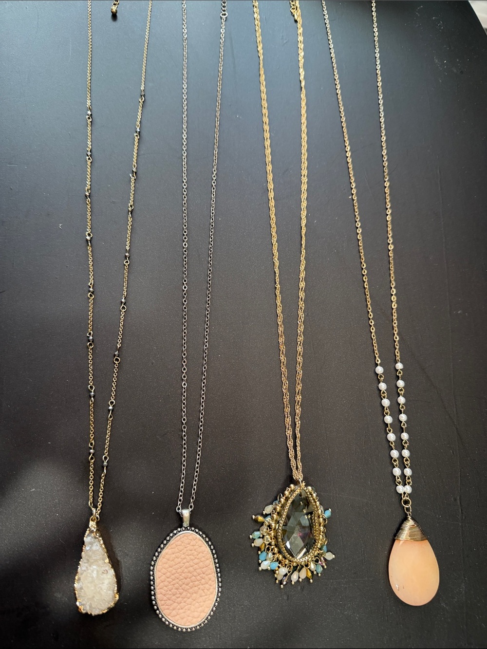 Lot of 4 necklaces, various styles and stones